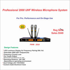 Pro. 2000 UHF Frequencies Wireless Mic System (PWM-2024)
