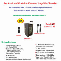 Portable Karaoke Amplifier/Speaker--PAS-2026(S)