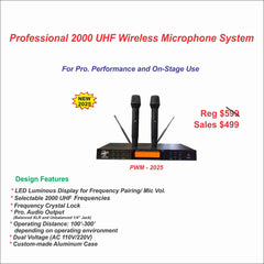 Pro. 2000 UHF Frequencies Wireless Mic System (PWM-2024)