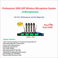 Pro. 2000 UHF Frequencies Wireless Mic System (PWM4-2026)