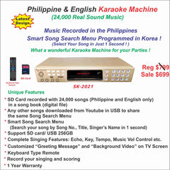 Philippine & English Karaoke Machine (24,000 Real Sound Music) SK-2021